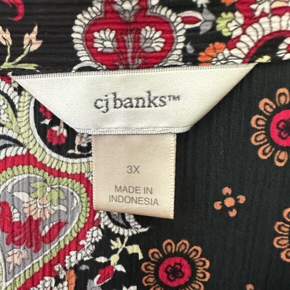 CJ Banks Top Womens 3X Floral Paisley Multicolor Career Casual Office Button Up - Picture 2 of 7